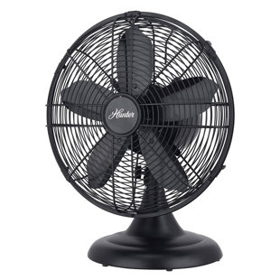 Ventilateur de table oscillant rétro en métal Hunter 90603 12 po avec 3 vitesses, noir mat