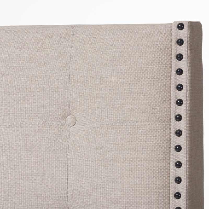 Kletter Upholstered Wingback Bed, King, Beige