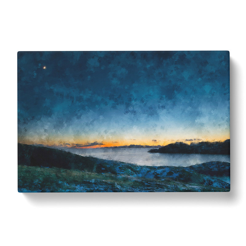 Moon Rising Over Lofoten - Wrapped Canvas Painting, 35cm H x 50cm W x 3cm D