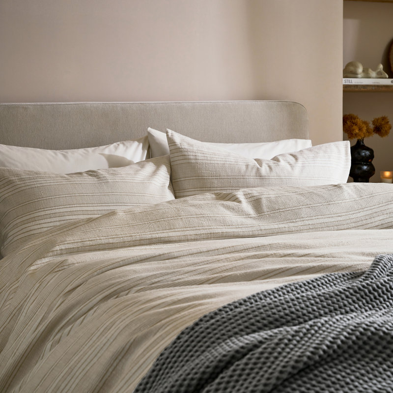Zelda Cotton Striped Duvet Cover Set, Double Duvet Cover + 2 Pillowcases