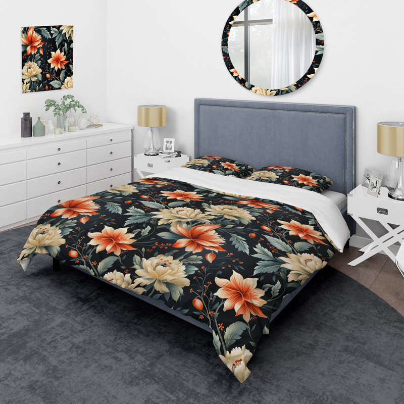 Ensemble de housse de couette Bloom Spectrum Damask Fusion - Floral, Housse de couette pour très grand lit et 2 très