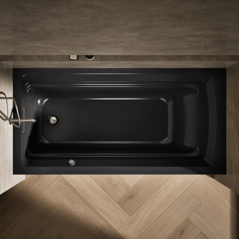 Archer 72" x 36" Soaking Bathtub, Black Black, Left