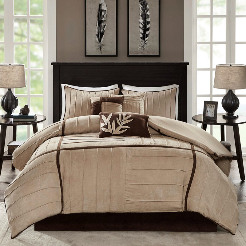 Édredon en faux suède beige très grand - 8 oz / yd2, tissu 7 pièces, look moderne, Beige