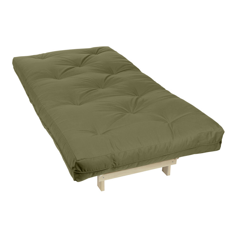 Matelas de futon en coton Otega, Lit simple, Sauge
