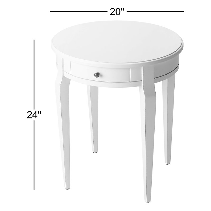 Cherry Rubberwood Round End Table with Storage Drawer