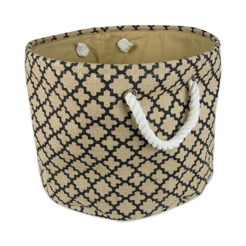 BURLAP BIN LATTICE ROUND LARGE 15x16x16