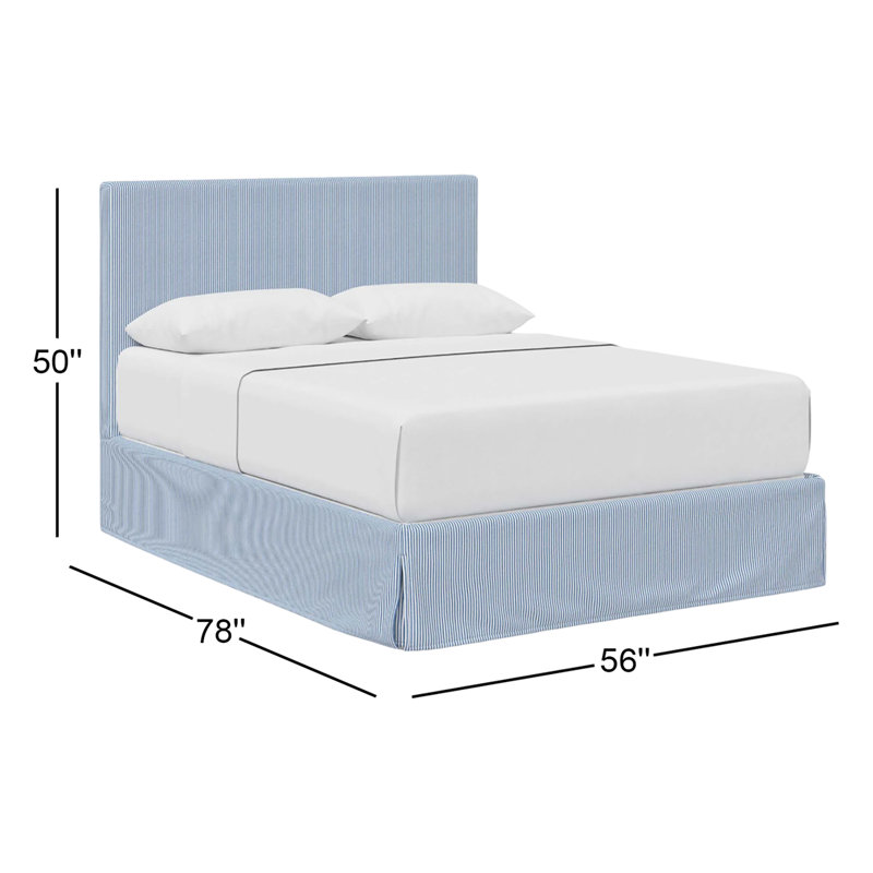 Lit tapissier Verona, Double, Bleu rayé BCBG