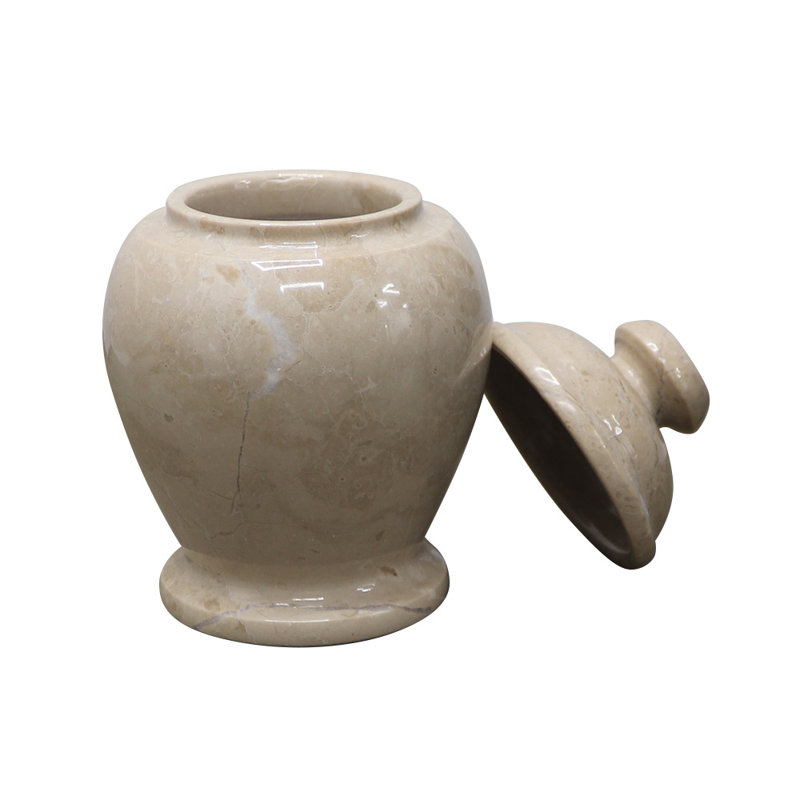 Marble Keepsake Cremation Urn For Ashes, Beige