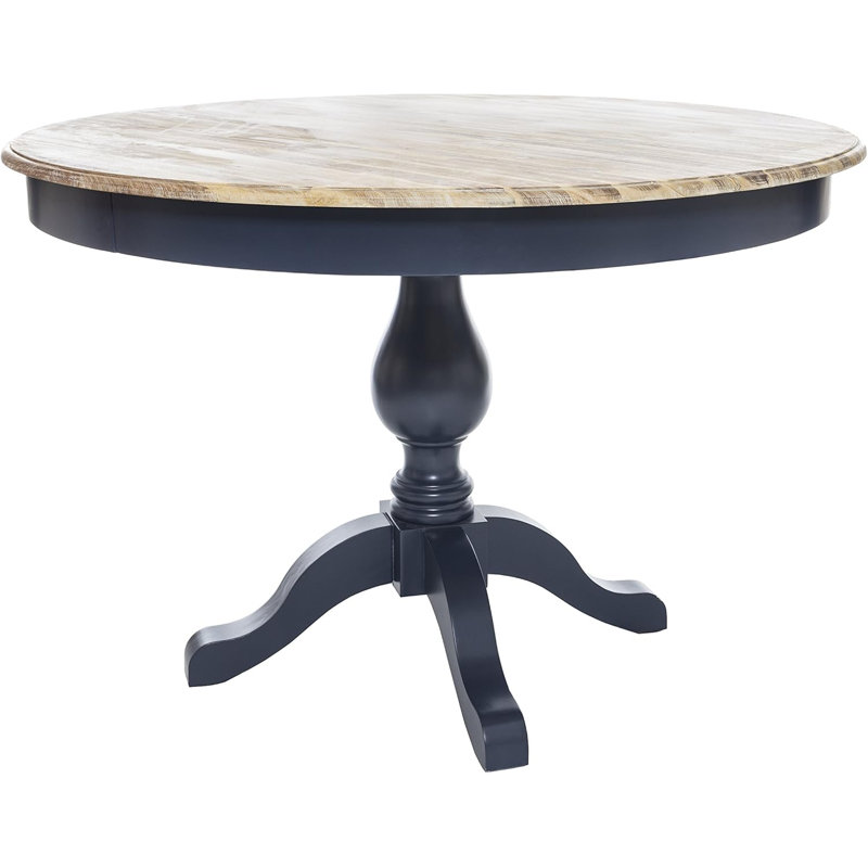 Bayou Round Solid Wood Top Dining Table, Navy Blue