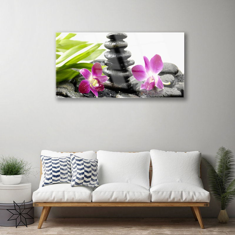 Art Flower Stones - No Frame Print on Glass