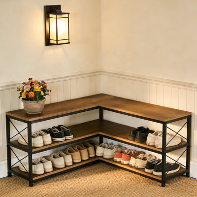 3-tier Corner Bench, 39.4" L-shaped Storage Bench For Entryway, Bedroom, Modern Industrial Wooden Breakfast Nook Bench Seating For Kitchen Dining Room