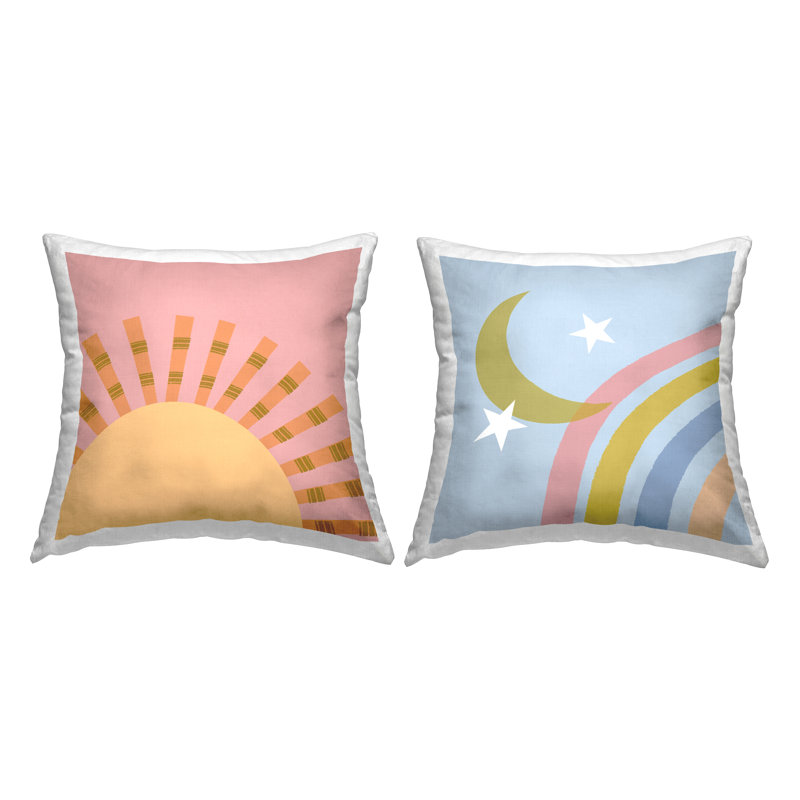 Ensemble de 2 coussins décoratifs Whimsical Moon & Sun