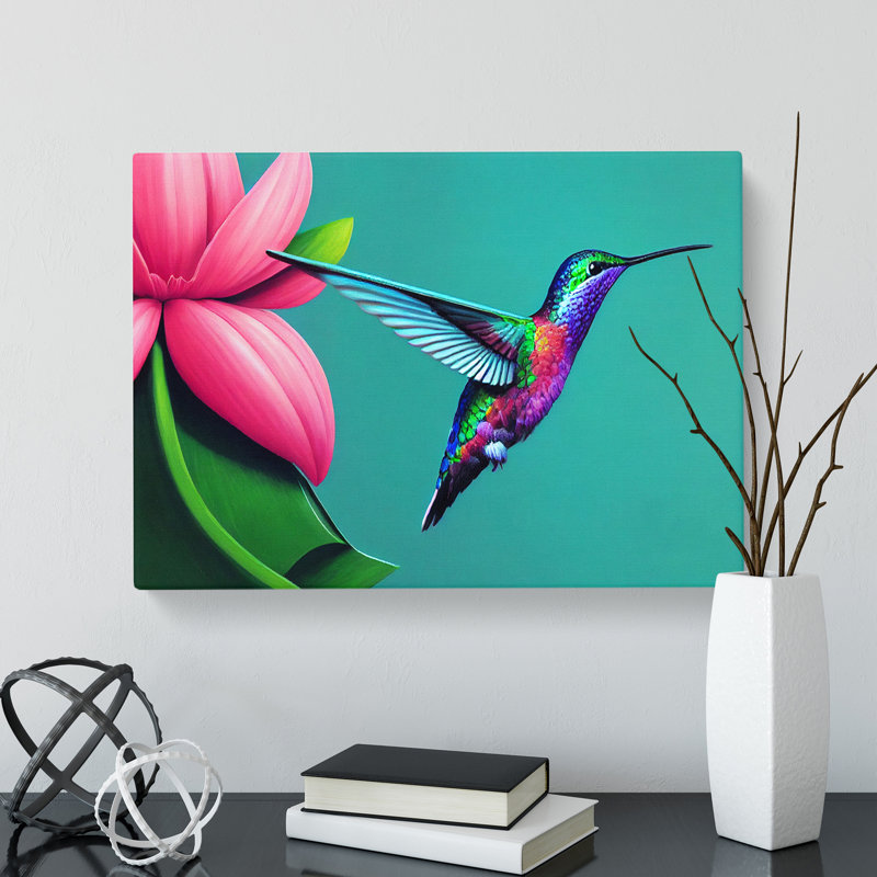 Timeless Floral Hummingbird - Wrapped Canvas Print, 35cm H x 50cm W x 3cm D