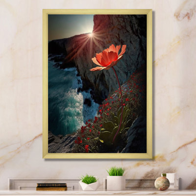 «Fierce Red Mountain Flower Captures Sunshine I», reproduction d'art sur toile