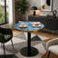 Table basse de luxe ronde de 23,6 pouces, plateau en panneau de fibres à densité moyenne en marbre UV, bandes de chant en acier inoxydable, base à piédestal en métal-248306102
