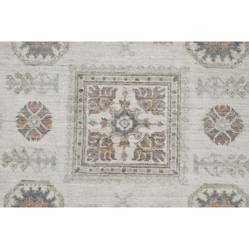 Tapis unique gris / ivoire / vert noué à la main de haute qualité