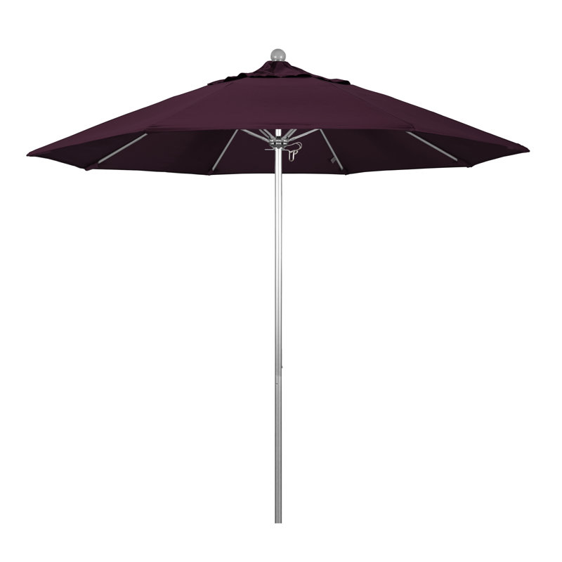 Parasol de marché 9 pi Hibo, Performance mauve, Argent anodisé