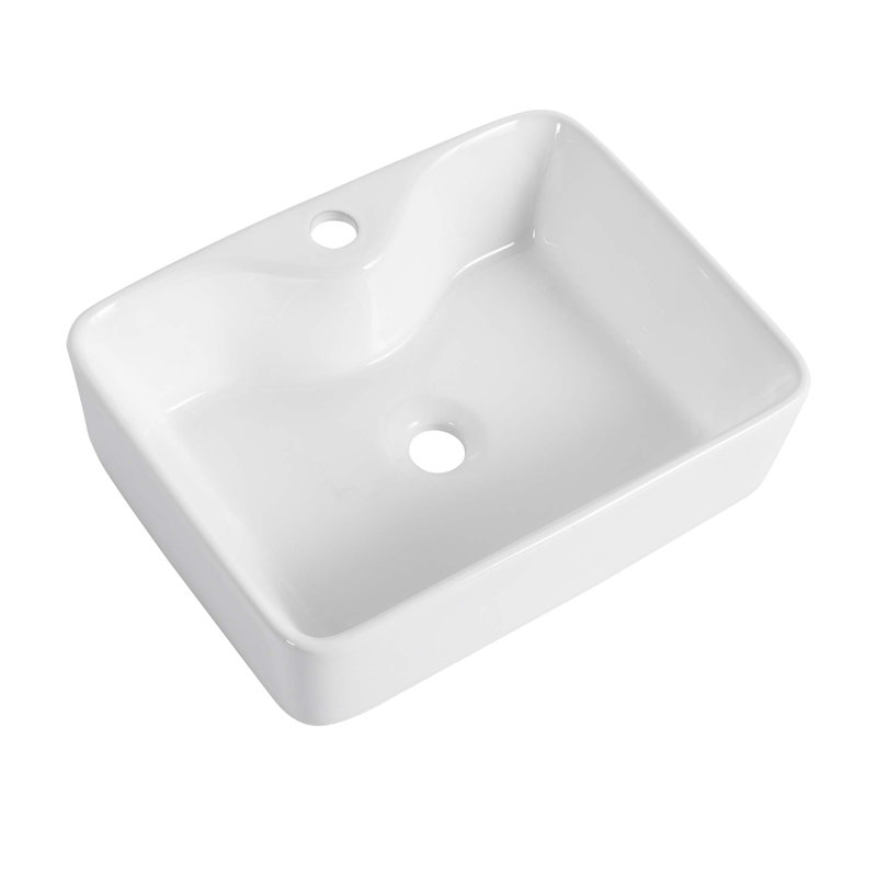 Ceramic Rectangular Above Counter Bathroom Sink Art Basin