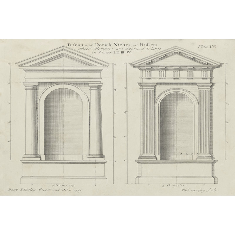 Tuscan And Doric Niches by Langley - Wrapped Canvas Print, 30cm H x 46cm W x 3.8cm D