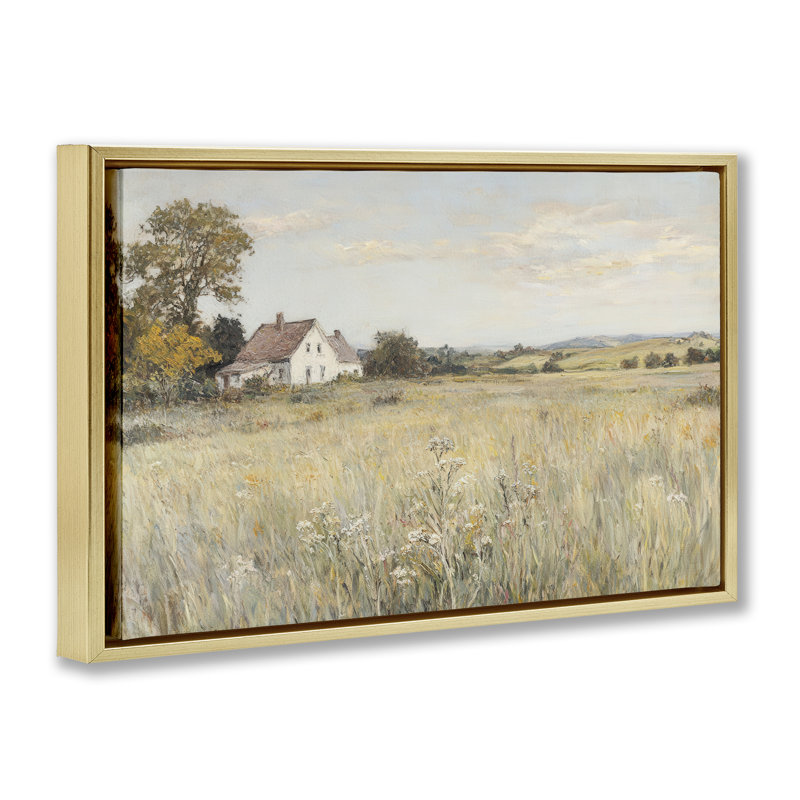 Cadre flottant Country Living Farm House, design par Petal Prints Design, H 21 po x l 31 po, Cadre flottant métallique doré