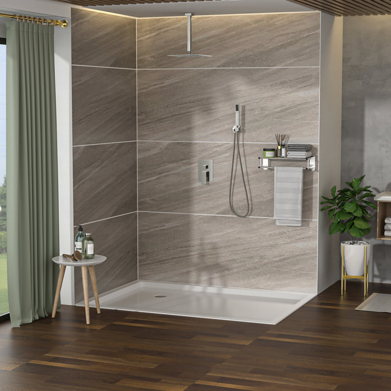 Pomme de douche à fixation au plafond 16 po avec double douche, option nickel brossé, style