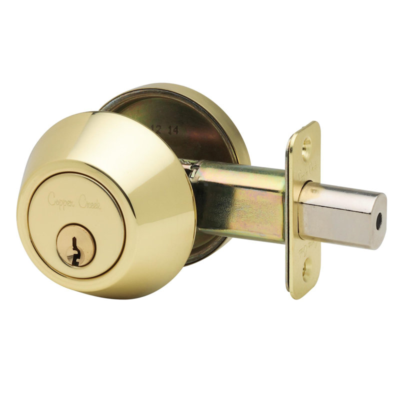 Single Cylinder Deadbolt, Polished Brass