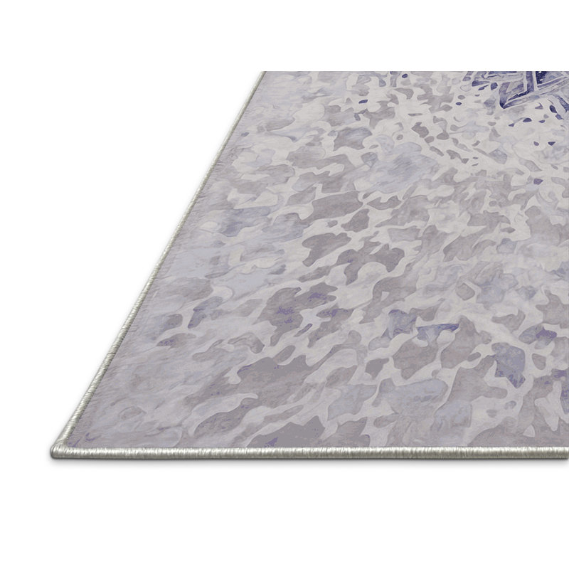 Tapis blanc soyeux et moelleux, Rond 5 pi