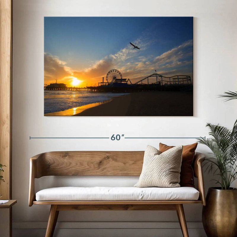 Scène de plage Gillard Santa Monica, H 34 po x l 51 po