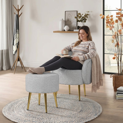 Tolgahan Upholstered Armchair with Ottoman