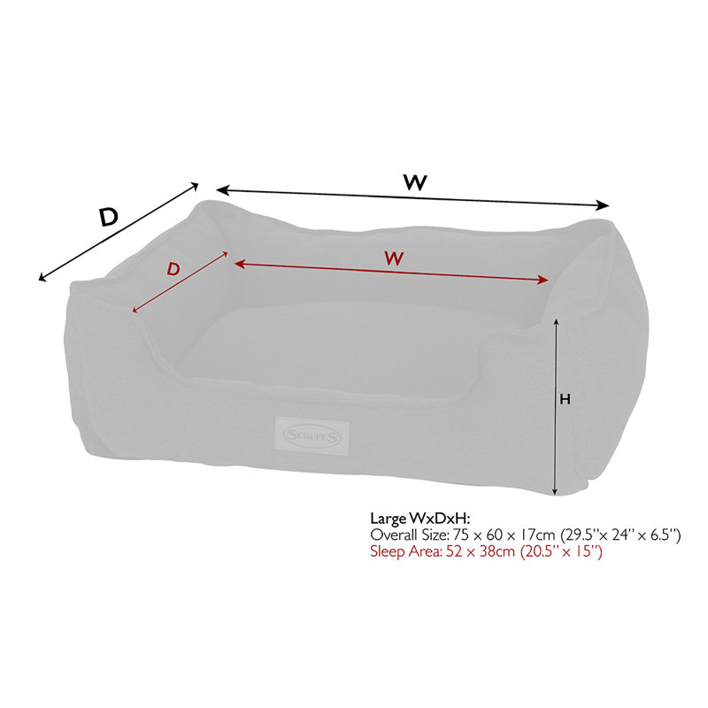 Polyester Pet Bed, Denim Blue, 25cm H x 75cm W x 60cm D