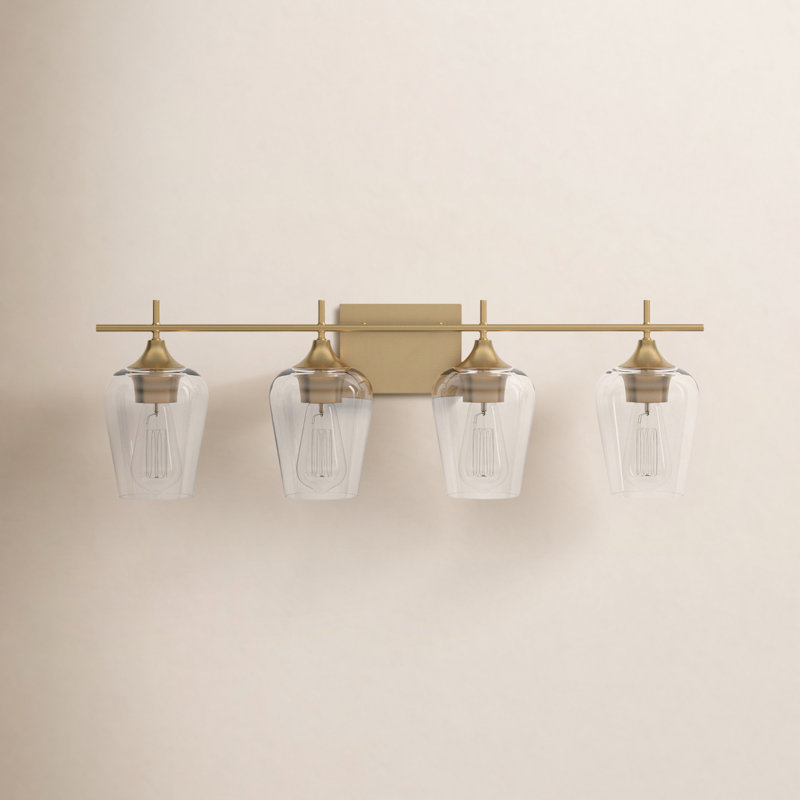 Éclairage pour meuble-lavabo à intensité variable Breena en laiton chaud, Laiton chaleureux, Clear