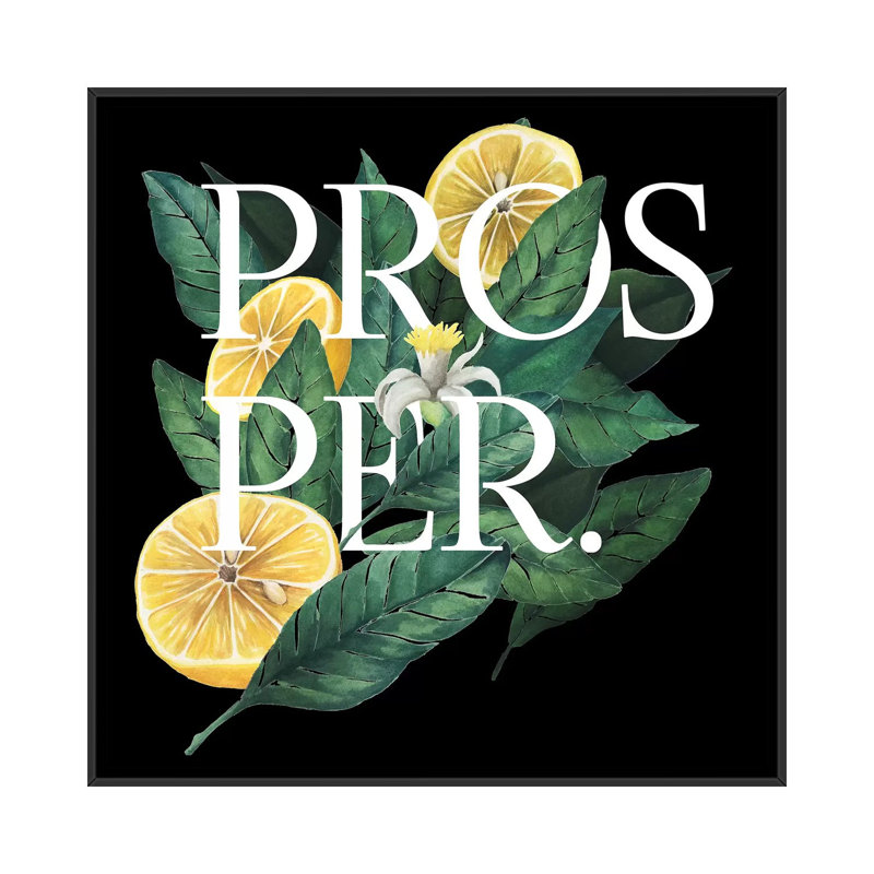 « prospér & prospére i », impression sur toile, H 18 po x l 18 po x P 1,5 po, Toile avec cadre noir, Pas de tapis