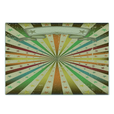 Ambesonne Vintage Rainbow Tempered Glass Cutting Board Carnival Theme Multicolor