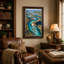 «Winding Blue River Through Green Wetlands And Cabins», art mural sur toile-766128624