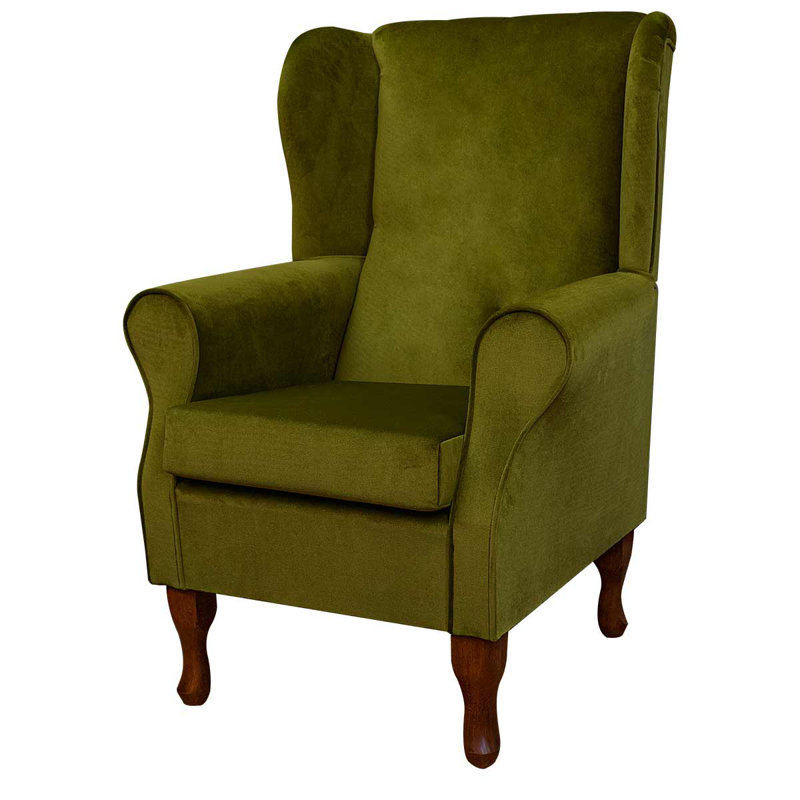 Green Velvet Wingback Armchair