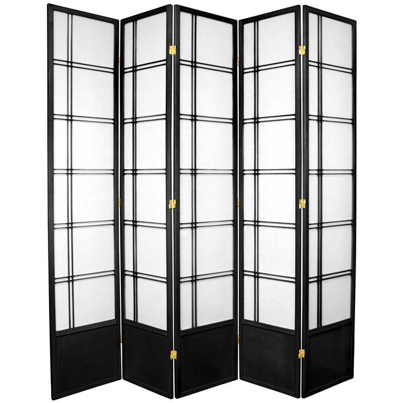 Cloison pliante Keitez, Noir, 5 panneaux