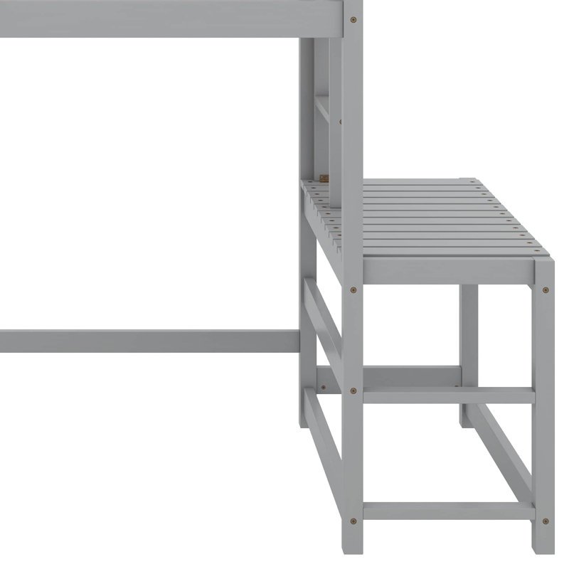 Lit mezzanine simple avec plateforme à échelle, gris