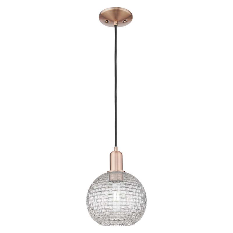 Arcadia - Athènes - Mini luminaire suspendu 1 lumière, H 7 po x l 8 po x P 8 po, Antique Copper