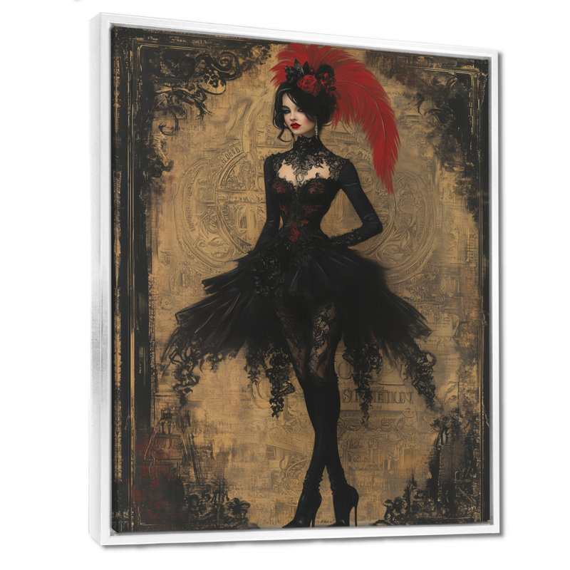 «Old Time Charm Classy Woman», décoration murale Cabaret femme, H 44 po x l 34 po, Cadre flottant blanc