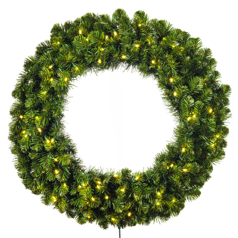Couronne de pin séquoia 30 po avec 100 lumières DEL blanc chaud Primrue