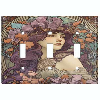 Copper Rust Patina Teal Print 3 - Gang Toggle Light Switch Standard Wall Plate