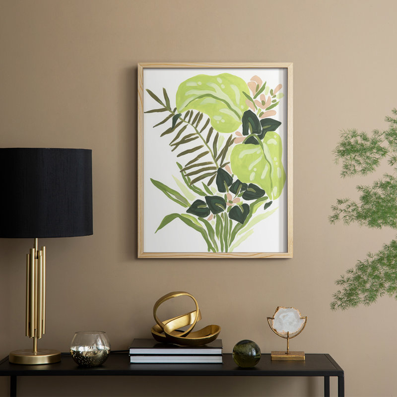 «Lime Leaf Medley II», reproduction encadrée - bois massif, Naturel, H 11 po x l 9 po