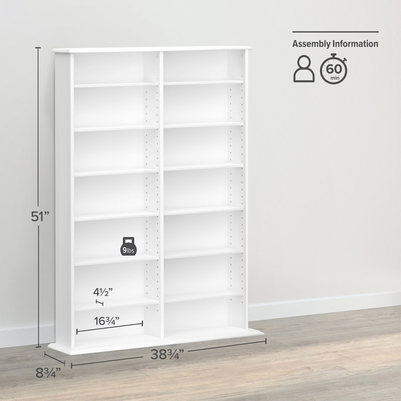 Vitrine multimédia 2 colonnes 38,75 po Cataleya, Blanc