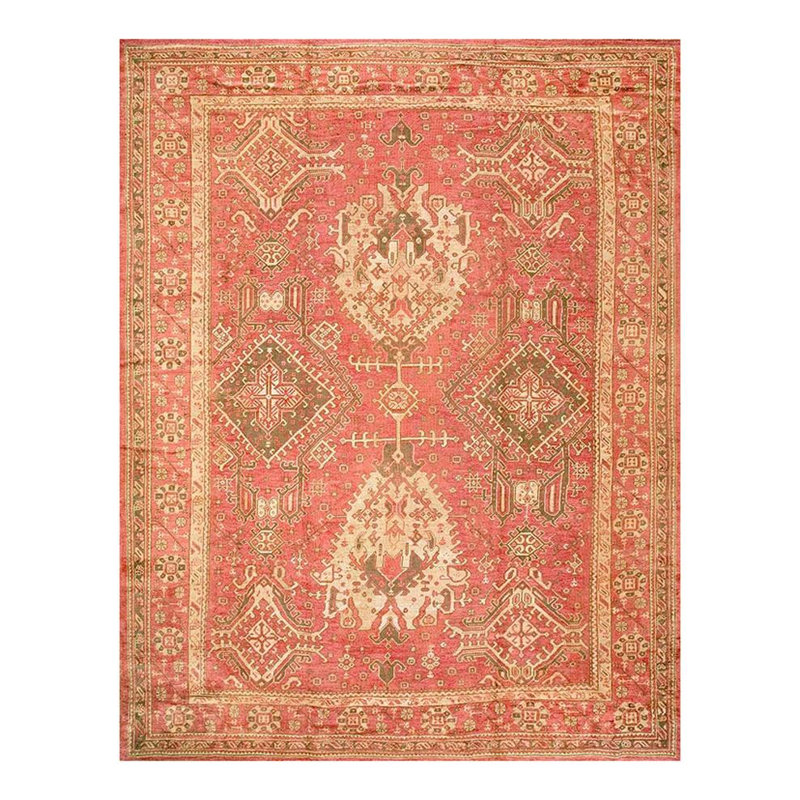 Incroyable tapis turc rouge Oushak