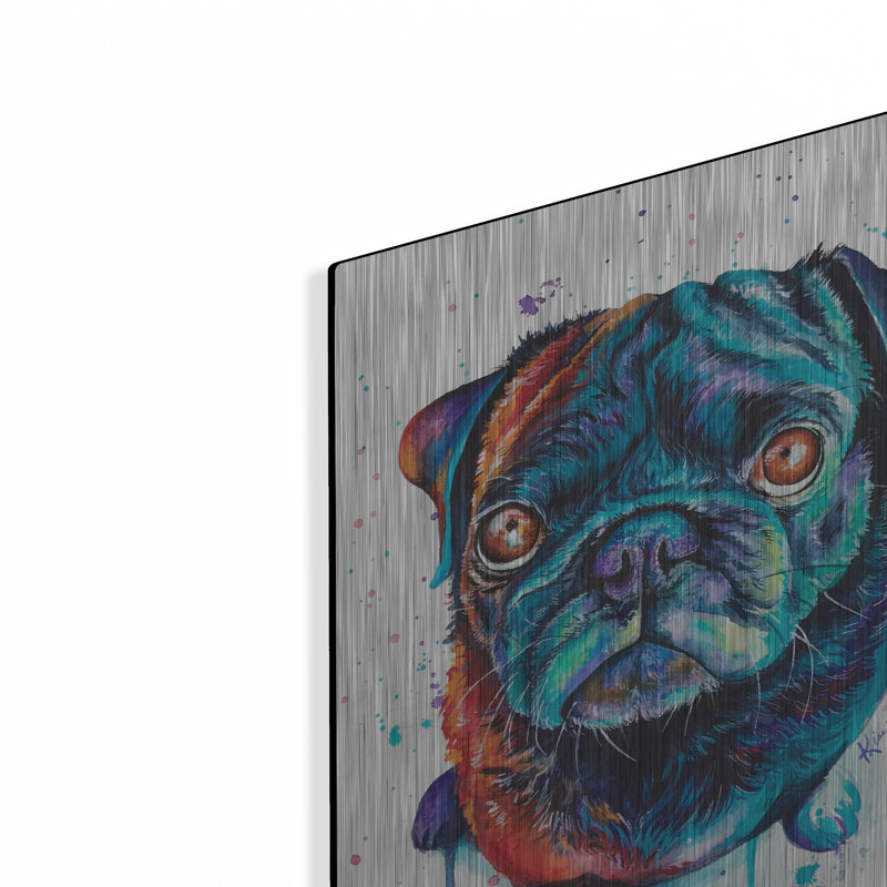 Art mural en métal Red Barrel Studio «Rainbow Dogs Pug» par Lindsay Kivi, H 16 po x l 12 po