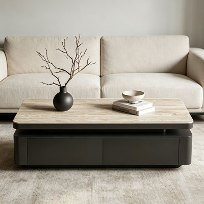 Italian limestone countertop storage coffee table
