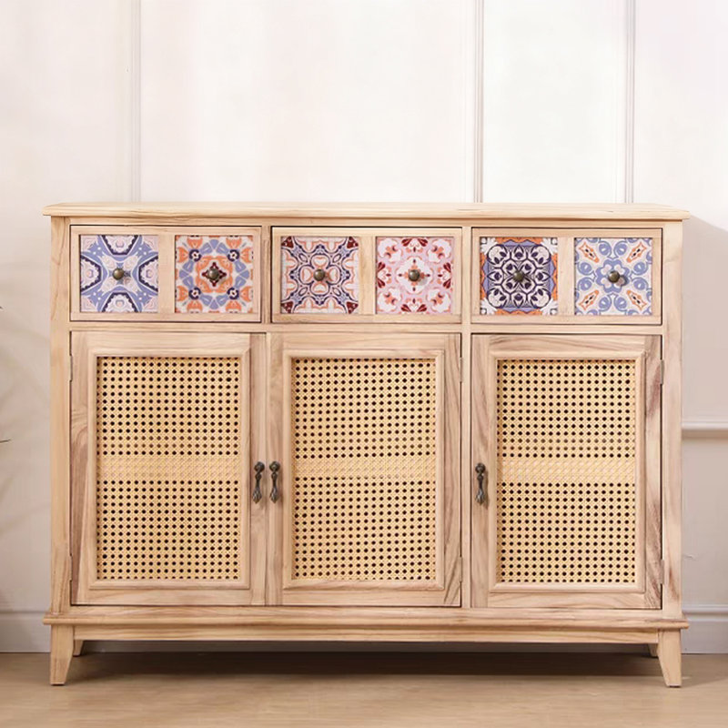 Retro Burlywood Solid Wood Sideboard