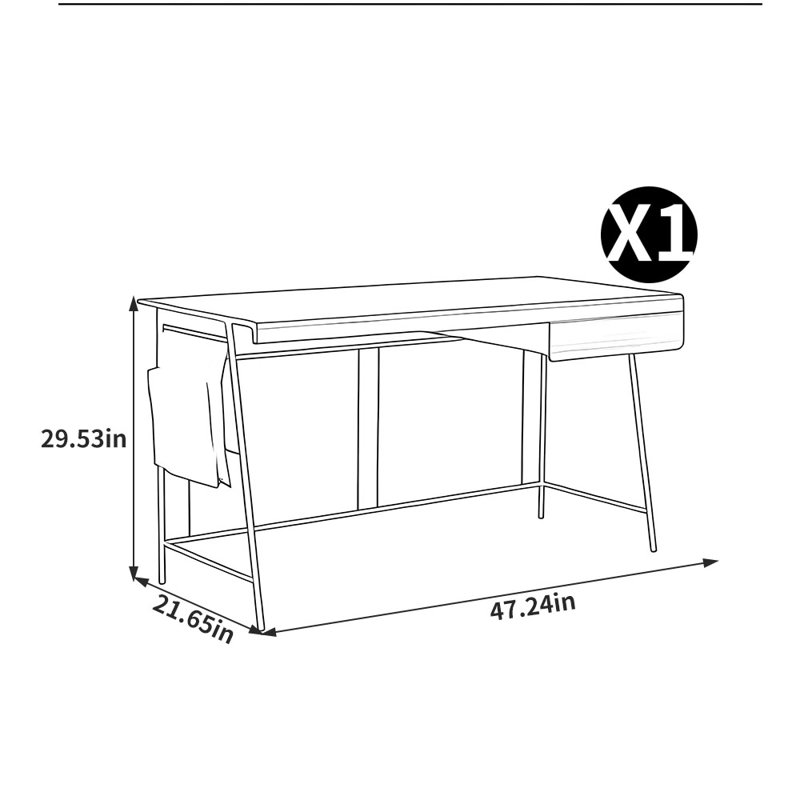 Bureau minimaliste de style italien, H 29,53 po x l 47,24 po x P 21,65 po