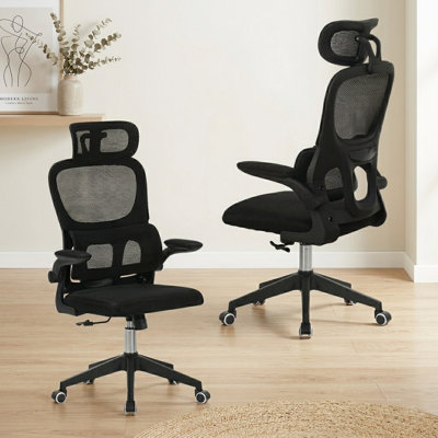 Ergonomic High-Back Office Chair with Breathable Mesh & Adjustable Headrest, Supportive Lumbar Support & Silent Casters for Home Office