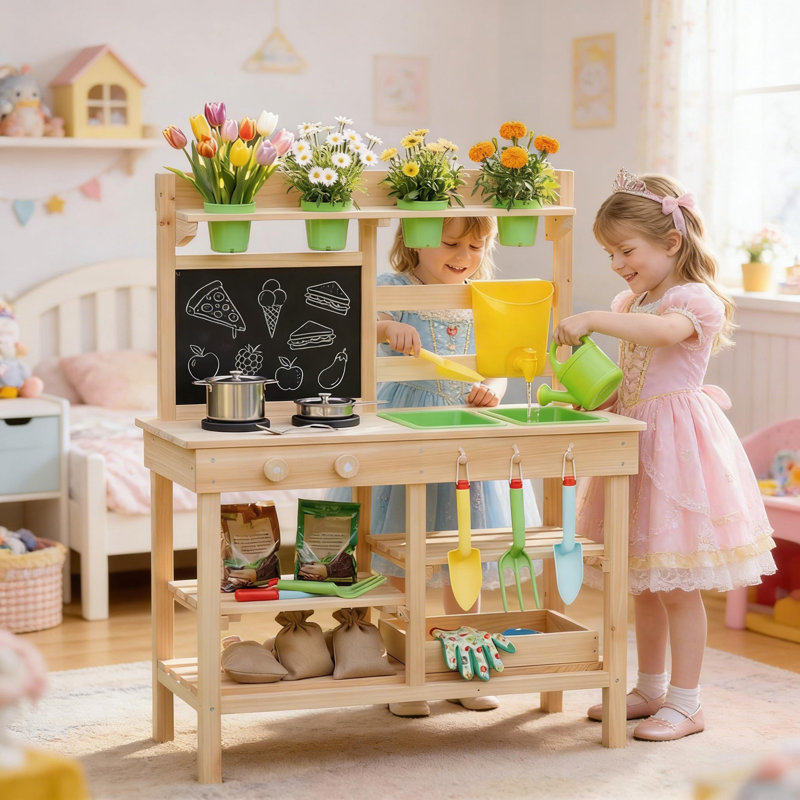 Wooden Play Kitchen,Fun Kids Mud Kitchen